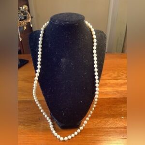 Faux Pearl and Beaded Necklace 28”